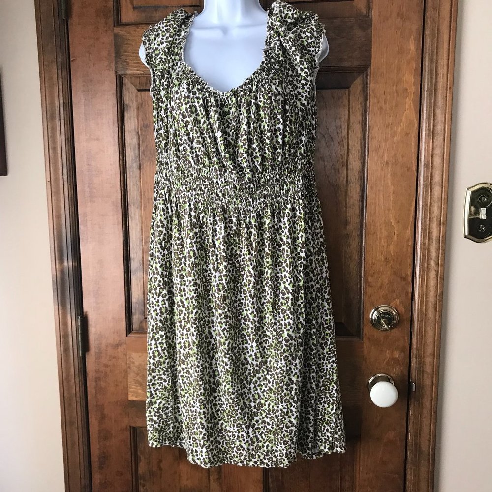 MICHAEL Michael Kors Green & Brown Animal Print Smocked Elastic Waist Dress 3X